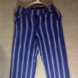 Express Navy and White Stripped Patterned Trousers size 0.